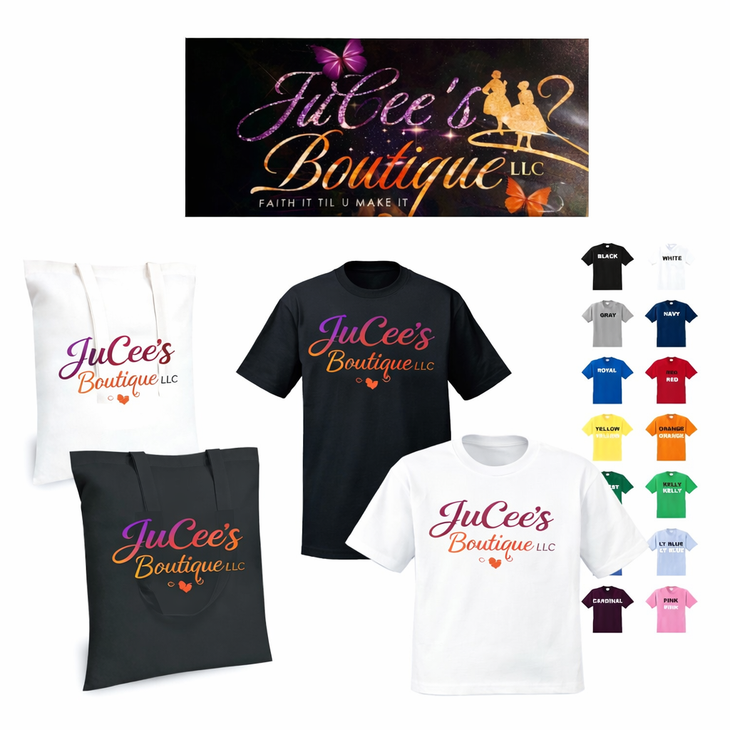 JuCee’s Custom Logo T-Shirts & Tote Bag Bundle